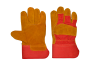 Перчатки спилковые комбинированные (2008), желтый/красный, 1/120