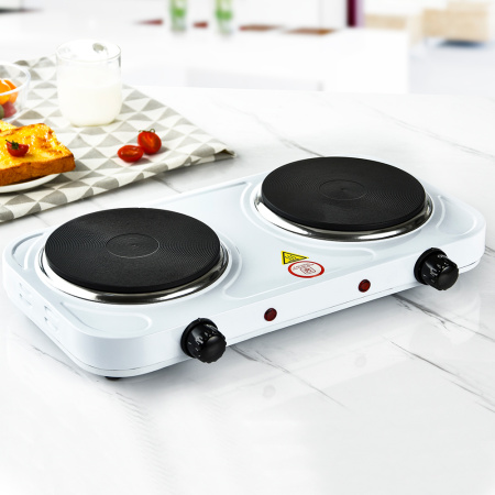 Плита настольная электрическая, 2-конфорочная, дисковая, белая EDP-2001