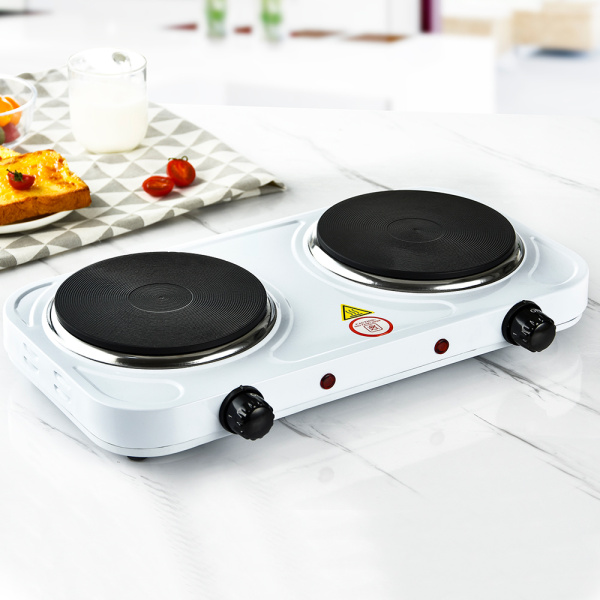 Плита настольная электрическая, 2-конфорочная, дисковая, белая EDP-2001