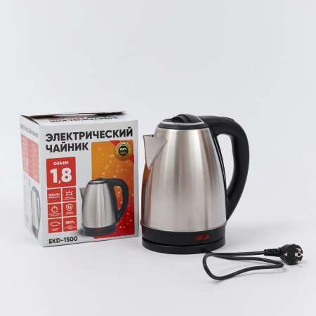 Чайник электрический 1,8 л, металл, 1500Вт, EKD-1500