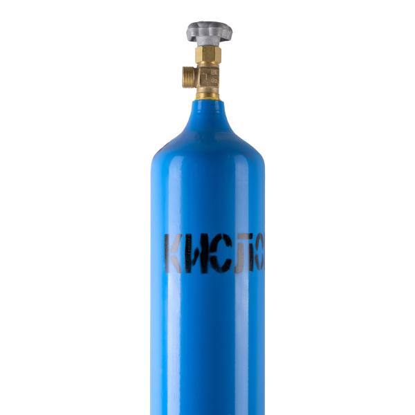 Баллон 10 л (133) (плоск. дно, синий., W27.8) Кислород с ВК шовный