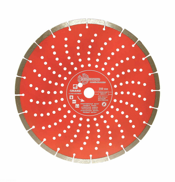 Диск алмазный отрезной 350*25,4 Сегментный серия Grand hot press 170350, GUS729