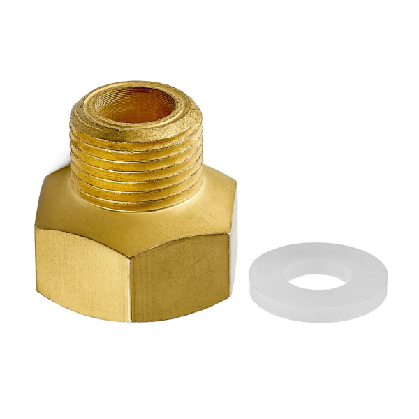 Переходник к импортному редуктору, латунь ARMA Внутренняя резьба – G3/4-B. Наружная резьба – W21,8.