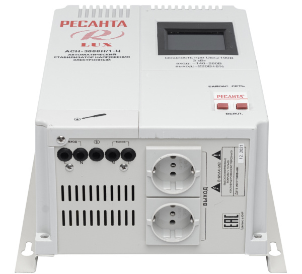 Стабилизатор напряжения серии LUX РЕСАНТА АСН-3000Н/1-Ц